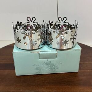 PartyLite Silver Snowflake Tealight Holders Large Pair (P90320) Christmas Decor